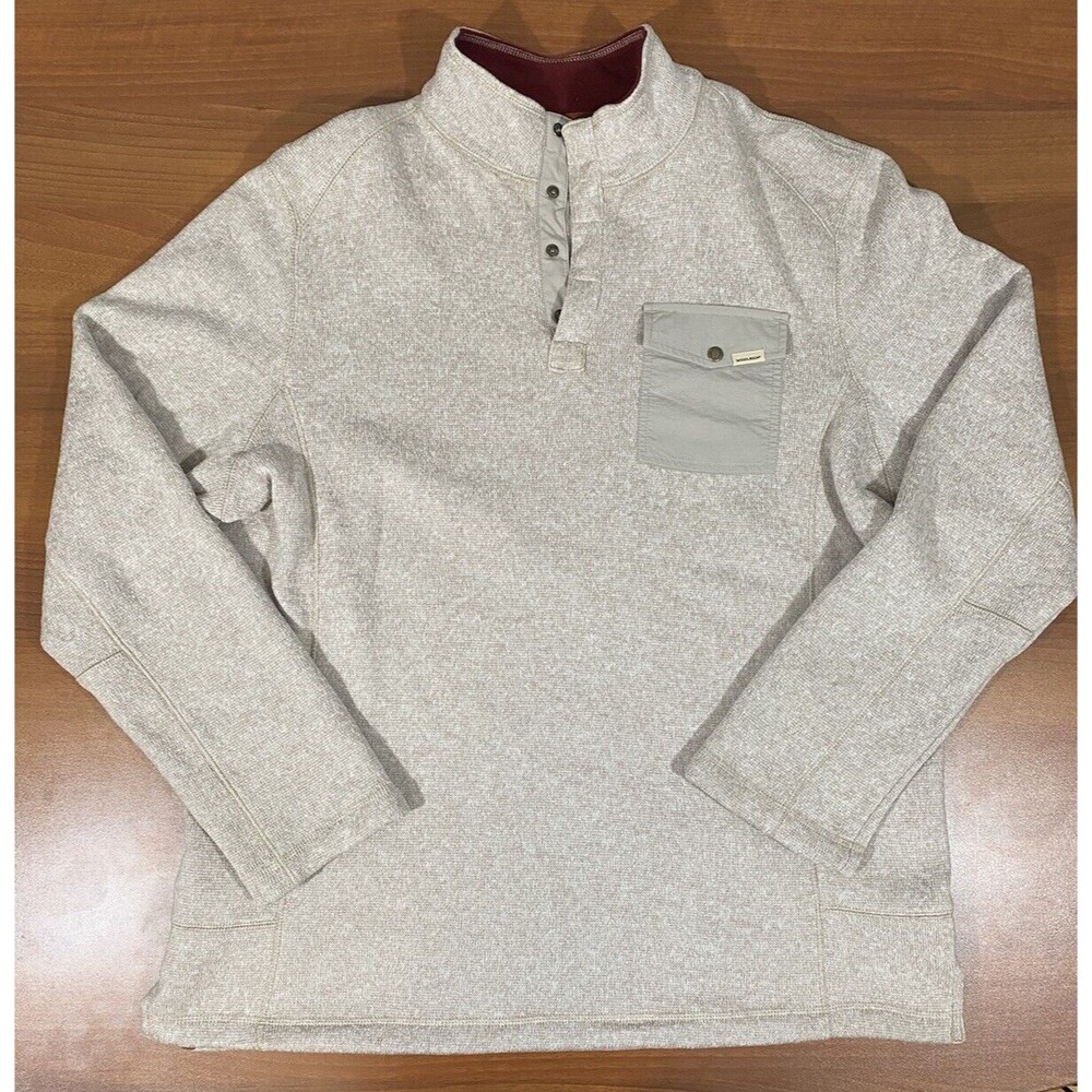 Woolrich Pullover Sweater Men’s XL Fleece Hiking Outdoor Heather Beige